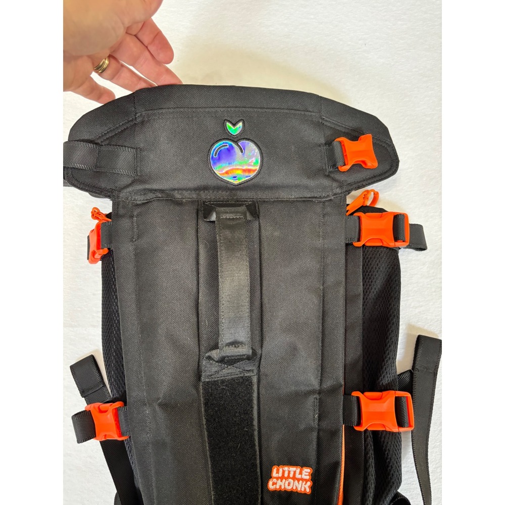 Little Chonk The Maxine One Pet Carrier Backpack Black Orange Dog Travel Bag